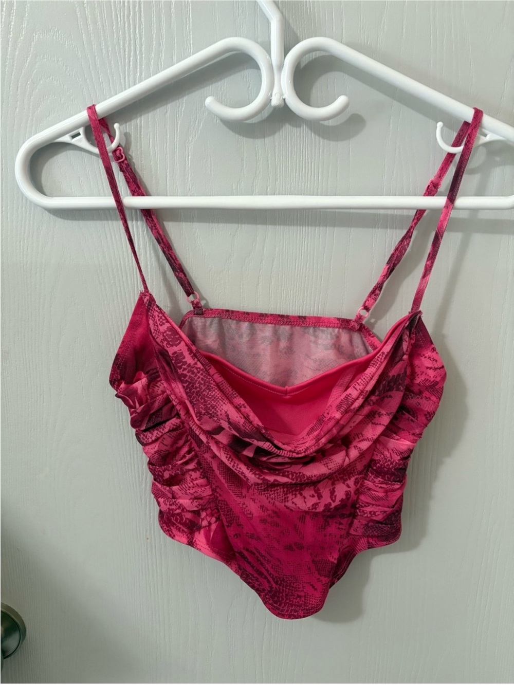 3 for $14 SHEIN Hot Pink Ruched Cowl Neck corset top size xs